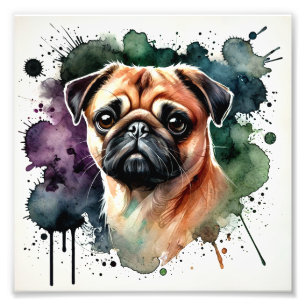 Foto Adorable Pug Watercolor Art