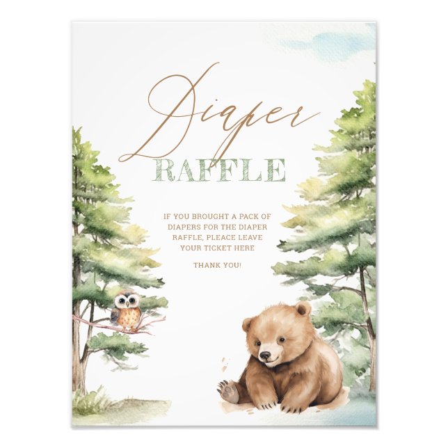 Foto Adventure Awath Bear Adivinan Diaper Raffle Poster (Frente)