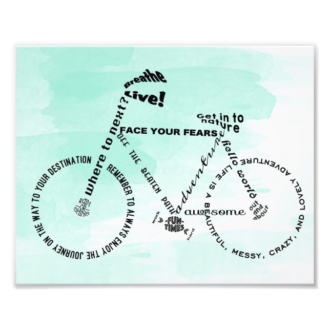 Foto Adventure Word Art Bicicleta sobre acuarela (Frente)