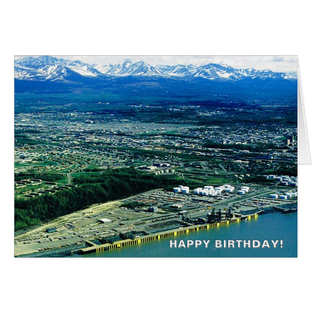Foto Aérea de Anchorage Alaska Cumpleaños (Anverso (Horizontal))