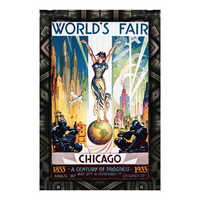 Foto Afiche de época de la Feria Mundial de Chicago de  (Frente)