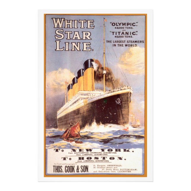 Foto Afiche de la estrella blanca Titanic y Olympic Vin (Frente)
