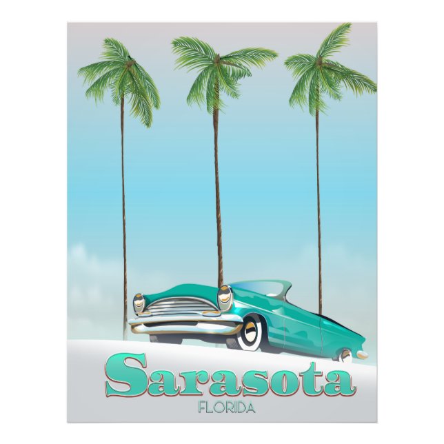 Foto Afiche de viaje al estilo de Sarasota Florida Vint (Frente)