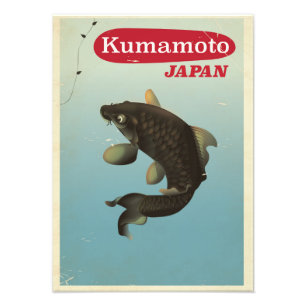 Foto Afiche de viaje al estilo vintage de Kumamoto Japó