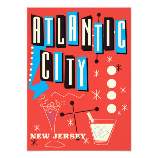 Foto Afiche de viaje de juegos de azar de la ciudad atl