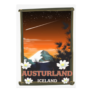 Foto Afiche de viaje de la isla de Austurland