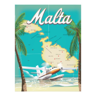 Foto Afiche de viaje de la playa y el mapa de Malta