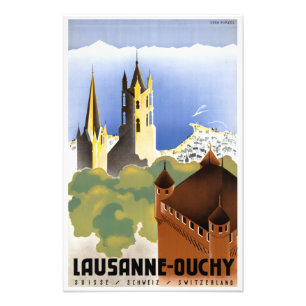 Foto Afiche de viaje de la vieja Lausana-Ouchy Suiza