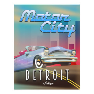 Foto Afiche de viaje de Motor City Detroit Michigan.