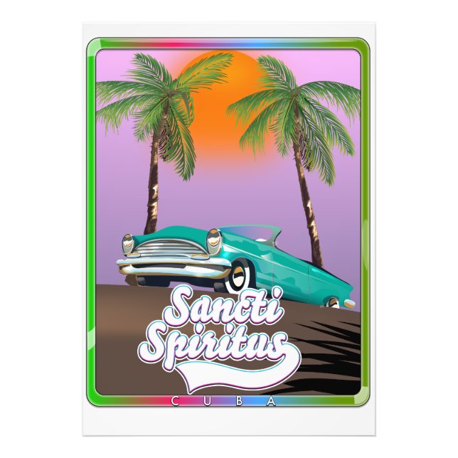 Foto afiche de viaje de santiti espiritus Cuba. (Frente)
