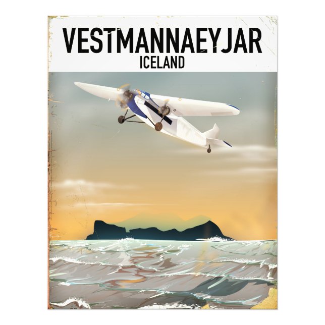 Foto Afiche de viaje de Vestmannaeyjar Islandia. (Frente)