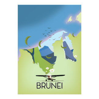 Foto Afiche de viaje del mapa de Brunei