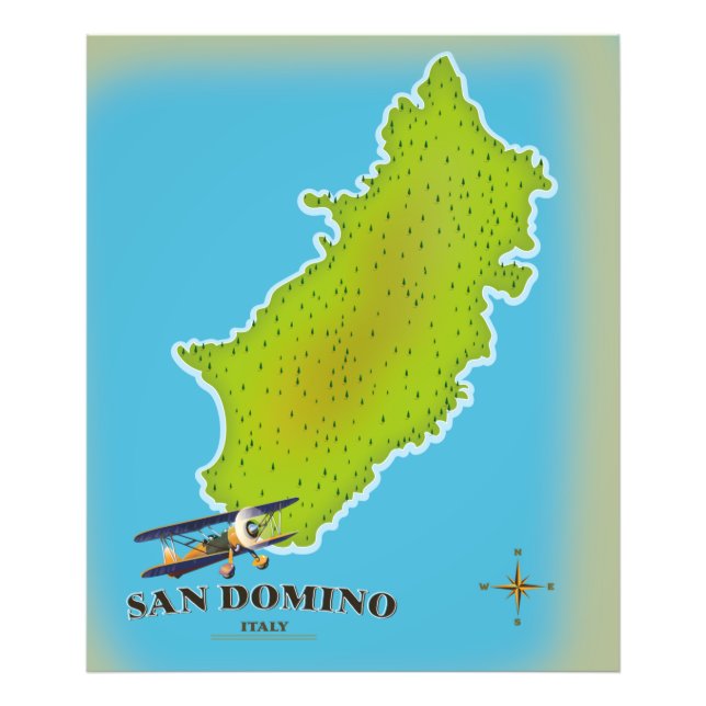 Foto Afiche de viaje del mapa de Elba Italia (Frente)