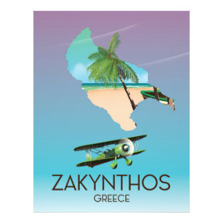Foto Afiche de viaje del mapa de Grecia de Zakynthos