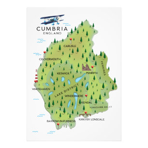 Foto Afiche de viaje del Mapa de Inglaterra de Cumbria.