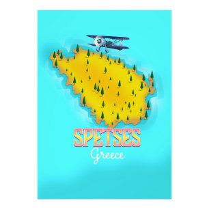 Foto Afiche de viaje del mapa de la isla griega