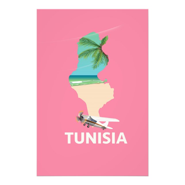 Foto Afiche de viaje del mapa de Túnez (Frente)