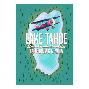 Foto Afiche de viaje del mapa del lago Tahoe