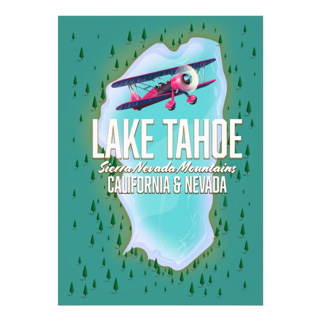 Foto Afiche de viaje del mapa del lago Tahoe (Frente)