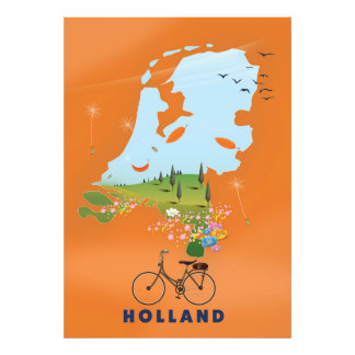Foto Afiche de viaje del Mapa Holandés