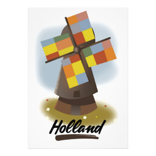 Foto Afiche de viaje del molino de viento de Holanda