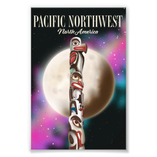 Foto Afiche de viaje del Pacífico del Tótem Noroeste