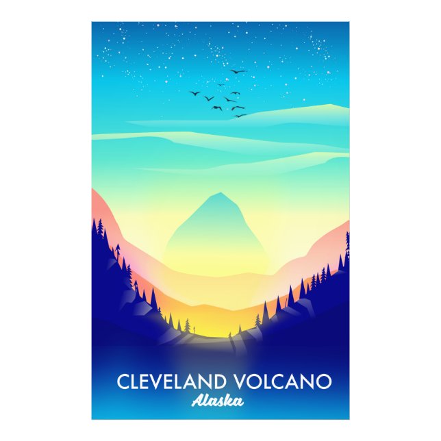 Foto Afiche de viaje del volcán Cleveland (Frente)