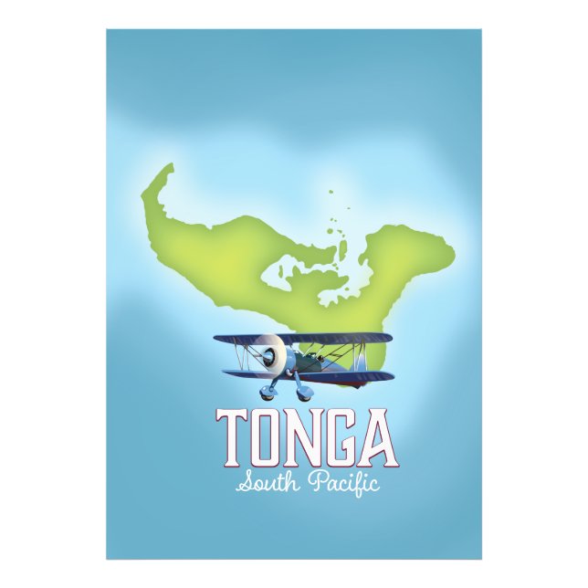 Foto Afiche de viaje del vuelo del mapa de Tonga (Frente)
