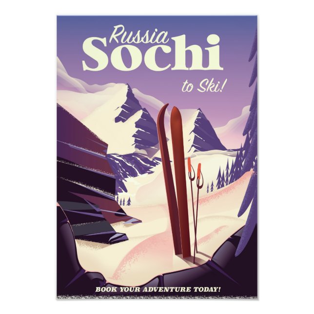 Foto Afiche de viaje en esquí de Sochi Rusia (Frente)