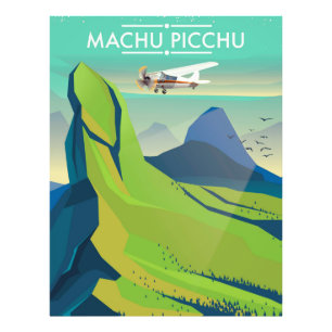 Foto afiche de viaje en vuelo de machu picchu