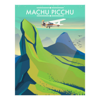 Foto afiche de viaje en vuelo de machu picchu
