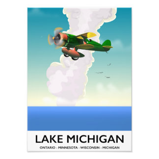 Foto Afiche de viaje en vuelo del lago Michigan