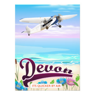 Foto Afiche de viaje en vuelo vintage de Devon