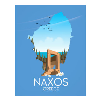 Foto Afiche de viaje griego del Mapa de Naxos.