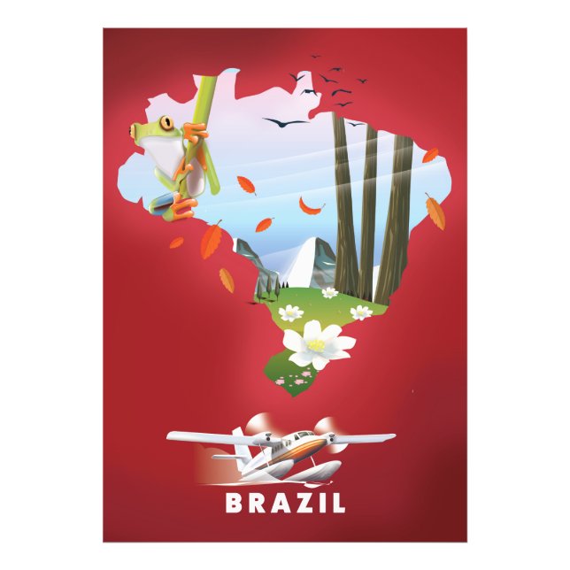 Foto Afiche de viaje ilustrado por Brasil. (Frente)