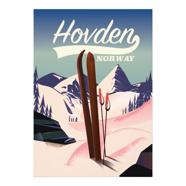 Foto Afiche de viaje para esquiar de Hovden. (Frente)