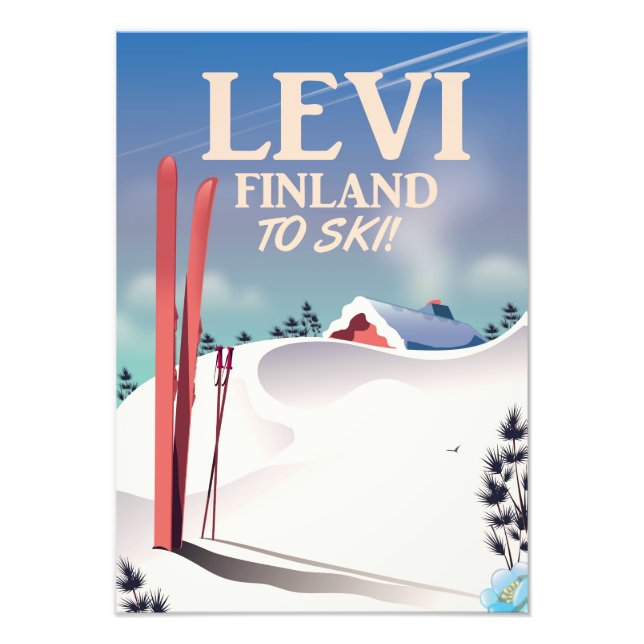 Foto Afiche de viaje para esquiar de Levi, Finlandia (Frente)