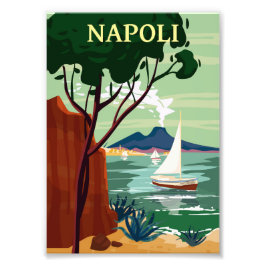Foto Afiche de viaje retro de Nápoles Italia