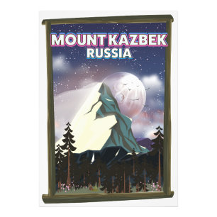 Foto Afiche de viaje ruso del Monte Kazbek.