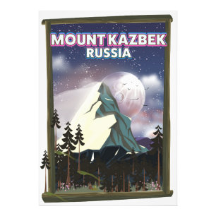 Foto Afiche de viaje ruso del Monte Kazbek.