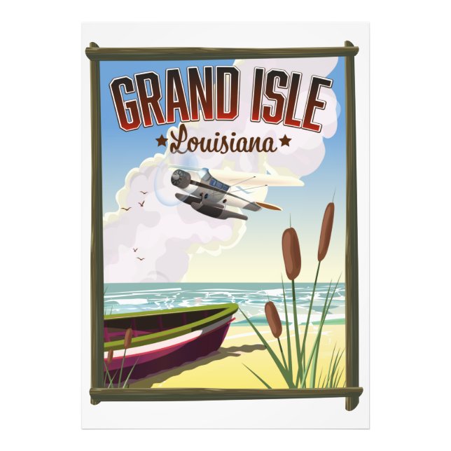 Foto Afiche de viajes de la Isla Grande, Luisiana (Frente)