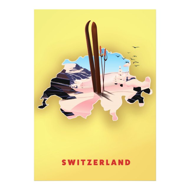 Foto Afiche de viajes en Ski de Suiza. (Frente)