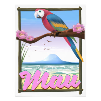 Foto Afiche de viajes tropicales del loro de Hawái Maui