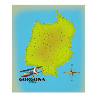 Foto Afiche del mapa de viajes de Gorgona Italia.