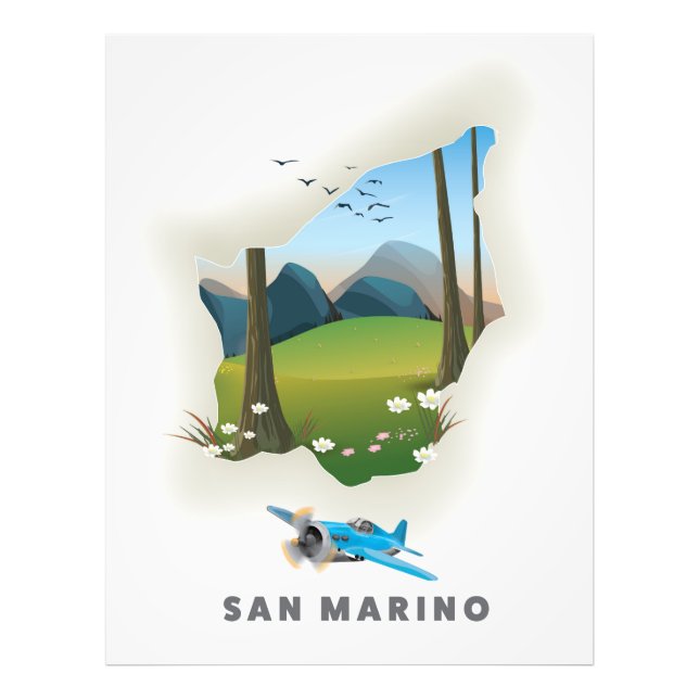 Foto Afiche ilustrado de viaje de San Marino. (Frente)
