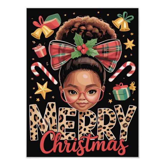 Foto African American Christmas Messy Bun Black Mom  (Frente)