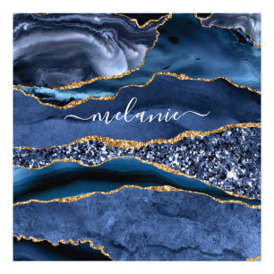 Foto Agate Navy Blue Gold Purpurina Gemstone Nombre per