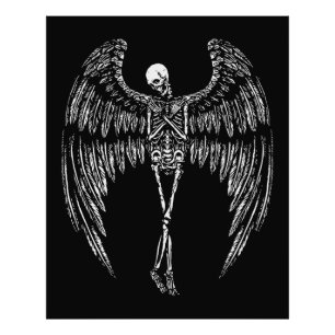 Foto Alas de ángel esquelético en blanco y negro