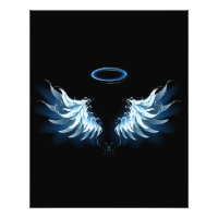 Alas del Ángel Azul brillante sobre fondo negro