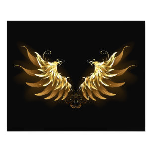 Foto Alas del Ángel de Oro sobre fondo negro